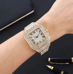 Unisex Iced Moissanite Bust Down Watch