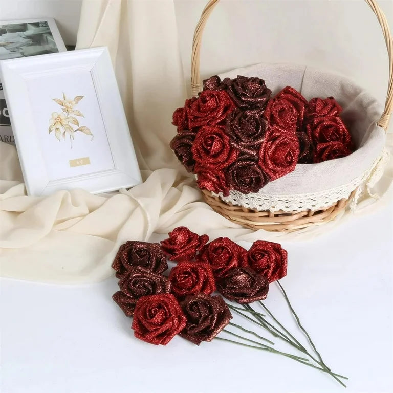 Glitter Artificial Rose Bouquet