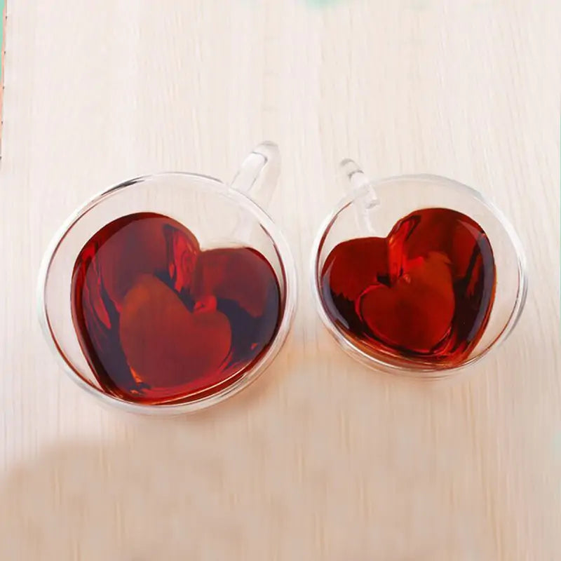 Double Wall Heart Glass Mug