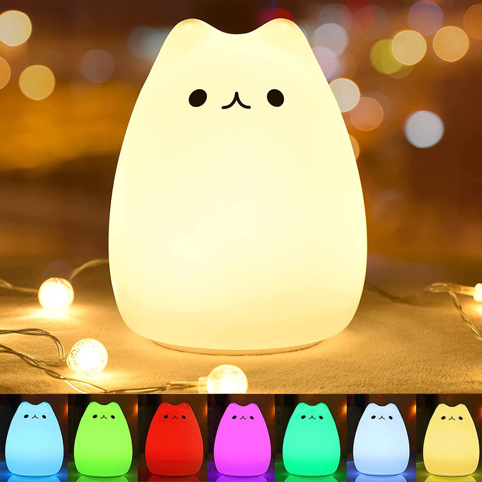 Colorful Cat LED Silicone Night Light