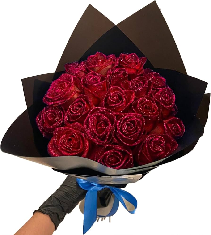 Glitter Artificial Rose Bouquet