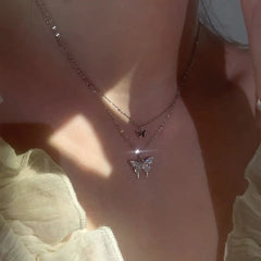 Double-Layer Butterfly Chain Necklace