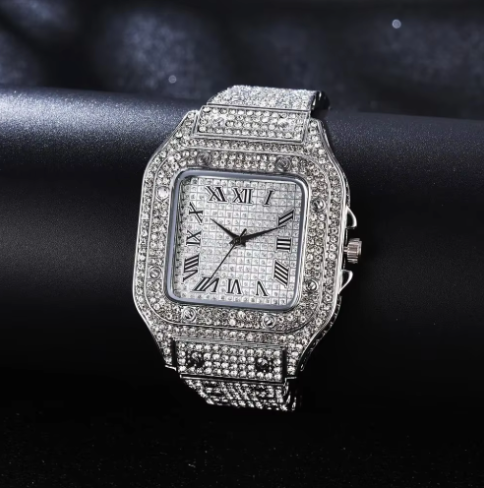 Unisex Iced Moissanite Bust Down Watch