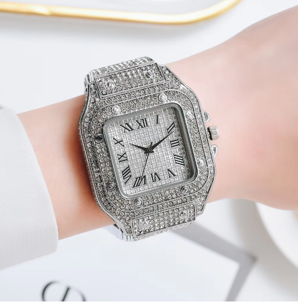Unisex Iced Moissanite Bust Down Watch