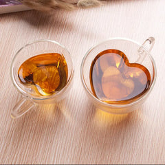 Double Wall Heart Glass Mug