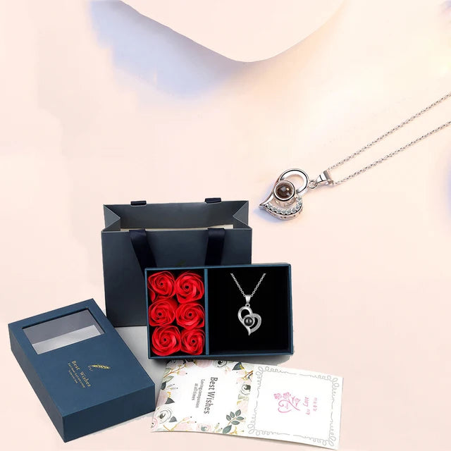 100 Languages "I Love You" Necklace (+ Rose Luxury Gift Box)